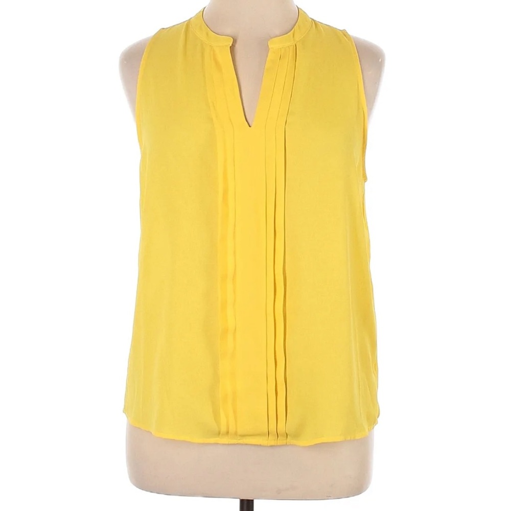 EUC Women’s 41Hawthorn Yellow Sleeveless Blouse top shirt M tank pleated casual